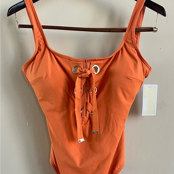 MICHAEL Michael Kors Lace Up One Piece Swimsuit For Beach Vacation Cruise - Picture 8 of 9